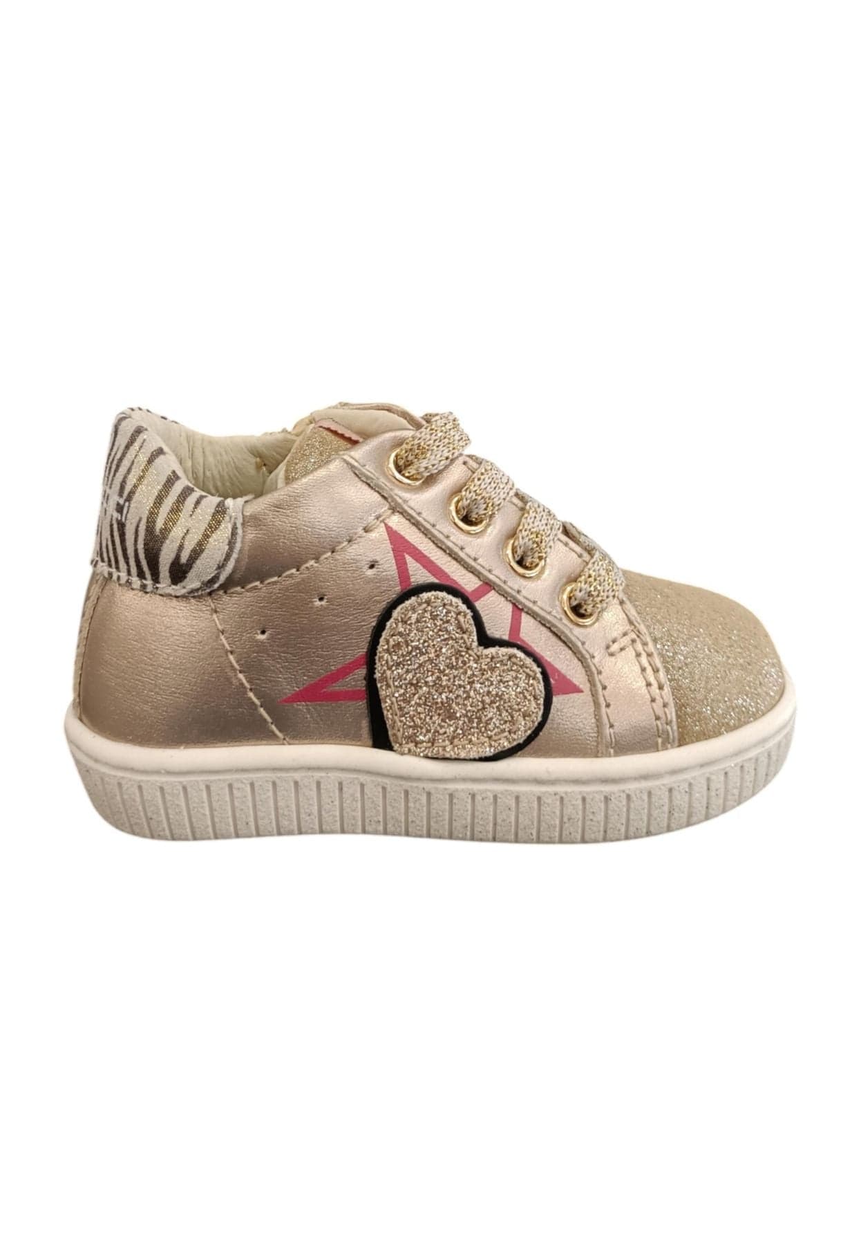 Scarpe sneakers bambina balducci 3813 platino-nero-fucsia laccio e zip laterale - 6