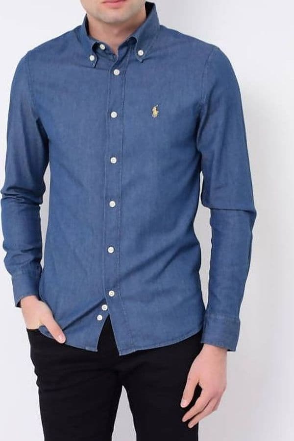 Camicia Uomo In Jeans Ralph Lauren Slim Fit Camicia Casual Con Logo Ricamato Colletto Botton Down Blu Navy Vestibilità Slim in Camicie casual Euforia - Bronte, commercioVirtuoso.it