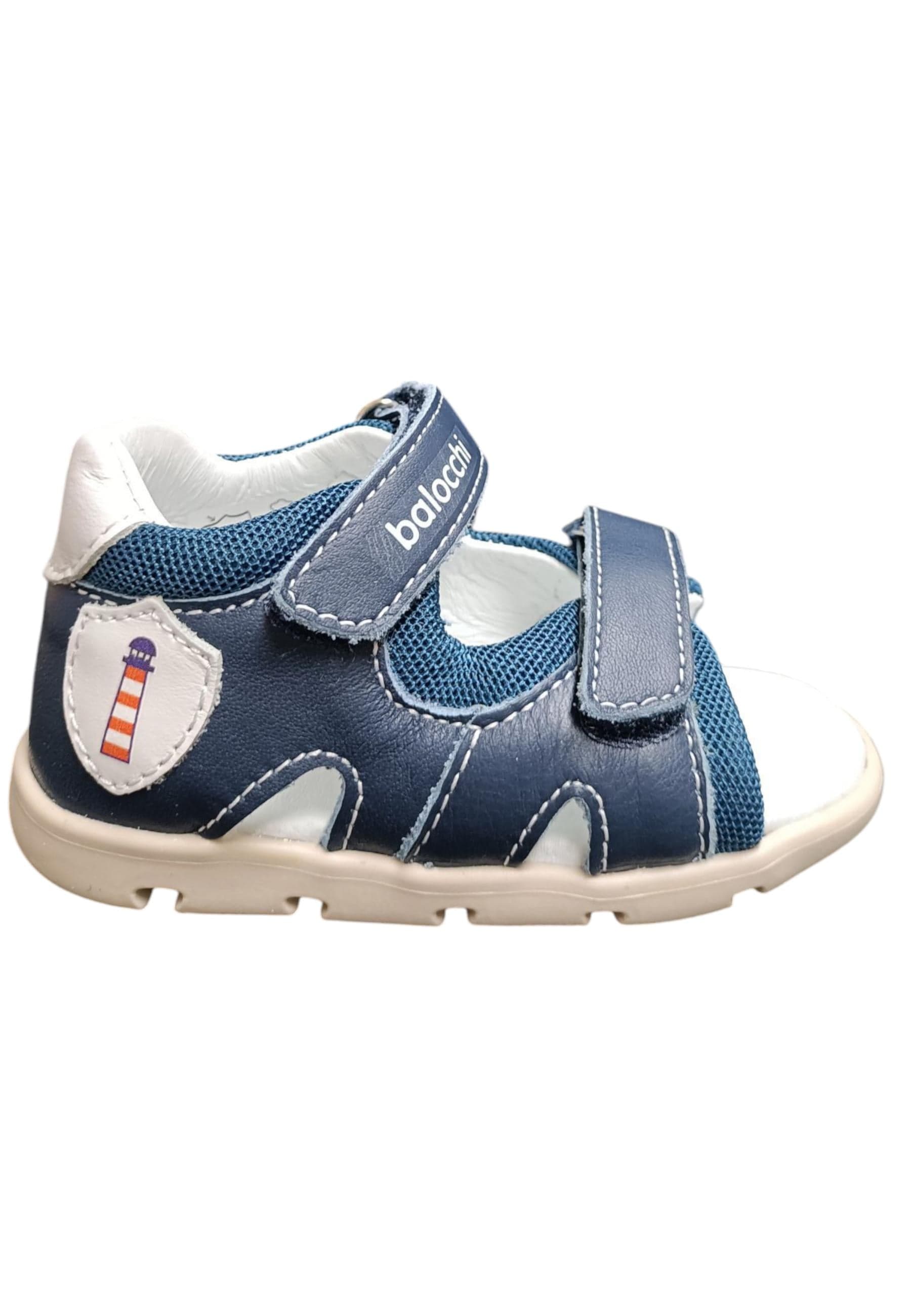 Sandalo bambino Balocchi Over blue-bianco pelle - Primi passi tallonato con velcro - 6