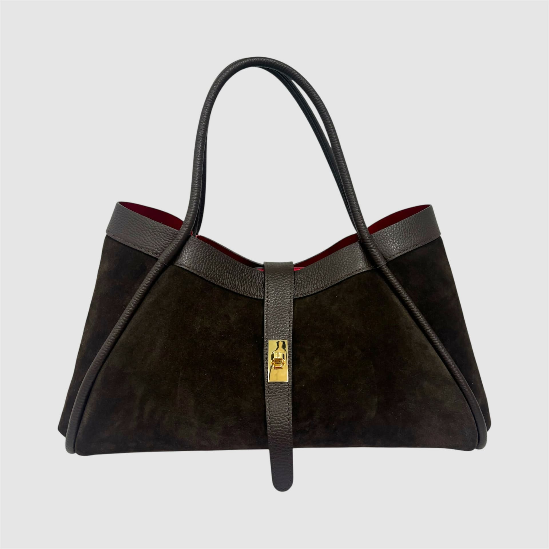 DOPPIASE Borsa in Vera Pelle Scamosciato con rifiniture in togo Made in Italy 45x25x20cm in Borse Tote Nanabags - Sesto Fiorentino, commercioVirtuoso.it