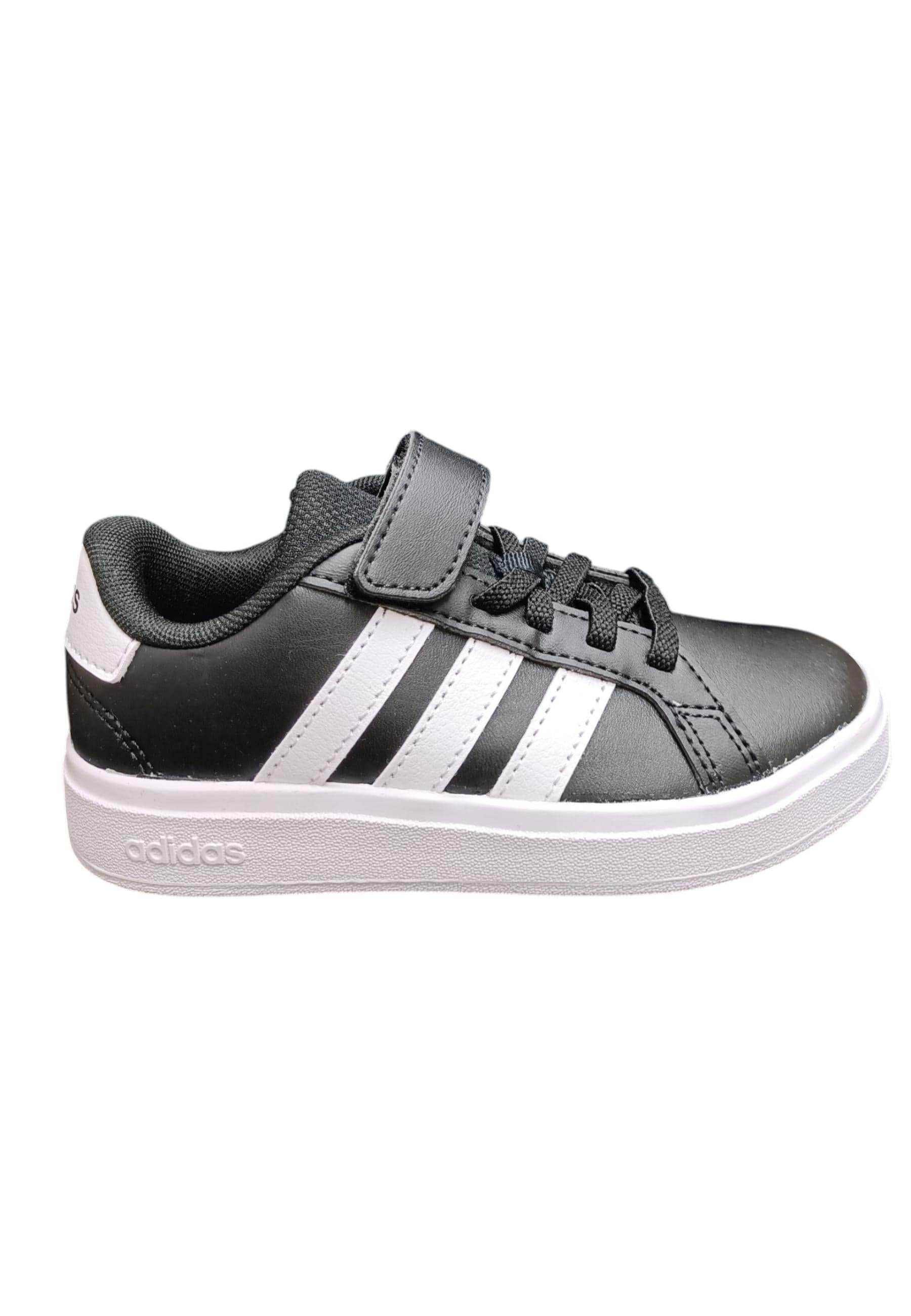 sarpe sneakers Bambini e ragazzi adidas GRAND COURT  nero-bianco laccio elastico e velcro - 8