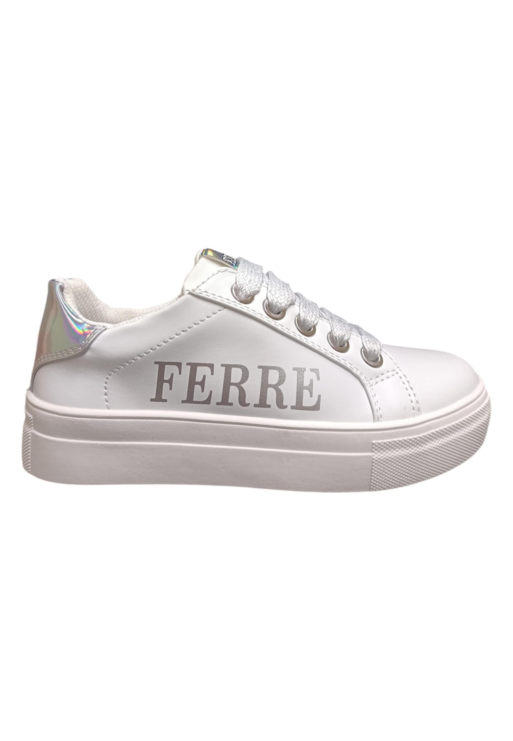 Scarpe sneakers Bambine e ragazze ferrè krug  bianco laccio e zip laterale - 6