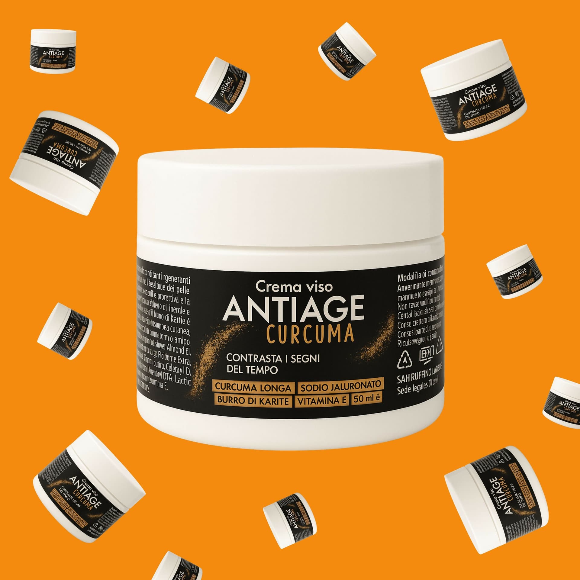Crema Viso Antiage "Oro Naturale" alla Curcuma – Trattamento Illuminante con Sodio Ialuronato e Karité – Nutriente Giorno & Notte 50ml in Creme BasketGuru Italia - Palermo, commercioVirtuoso.it