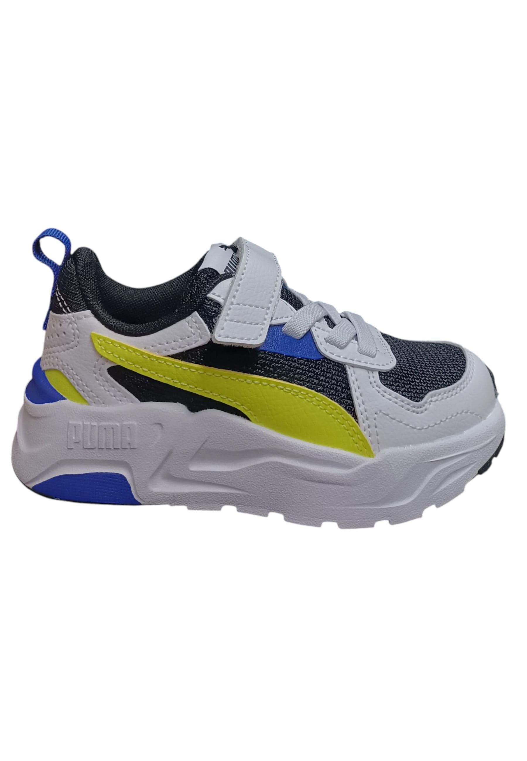 Scarpe sneakers Bambini e ragazzi PUMA TRINITY  bianco-nero-giallo laccio elastico e velcro - 6