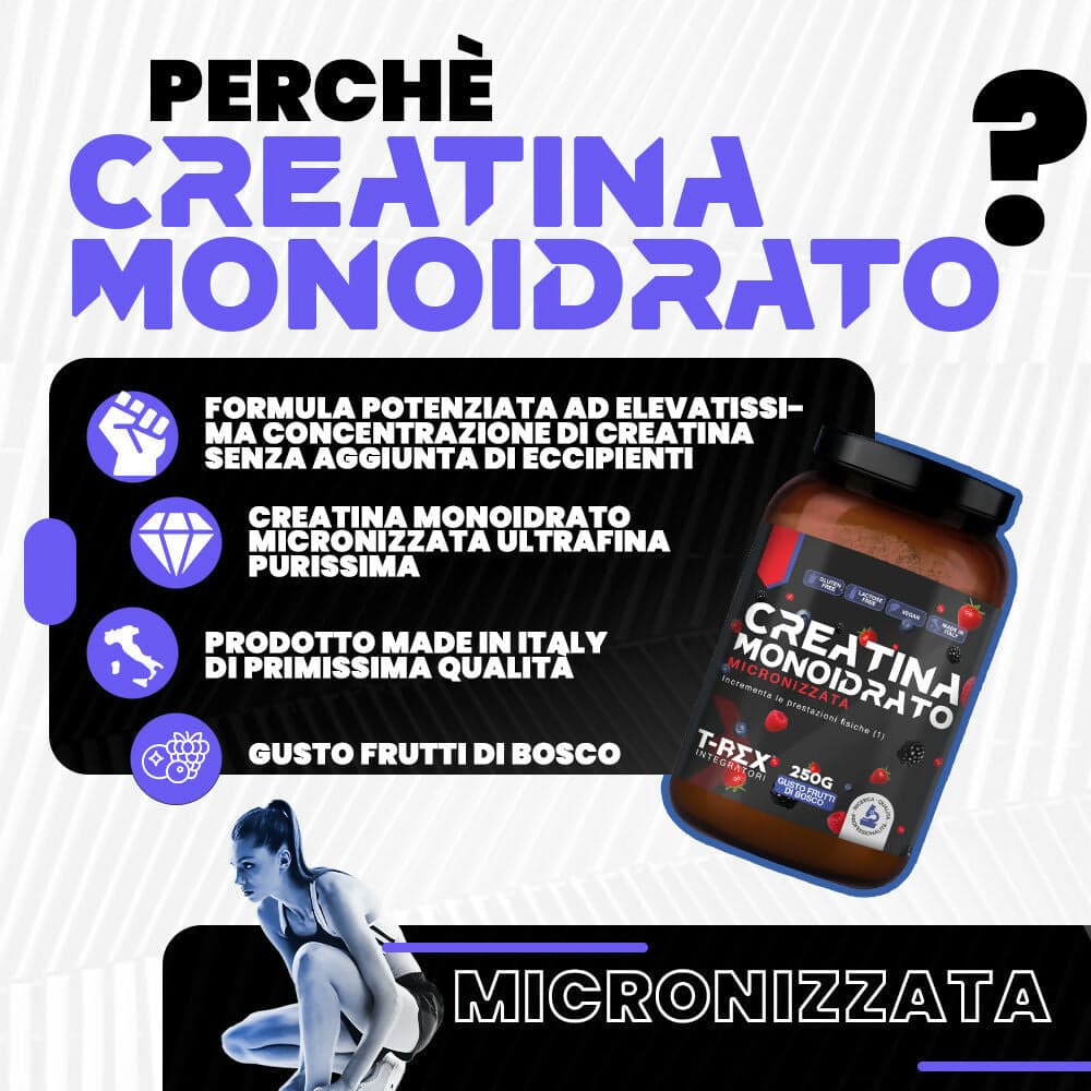 T-rex integratori creatina monoidrata - integratore alimentare per massa muscolare e boost energetico pre workout (frutti di bosco, 250 g) in Creatina MyLab Nutrition - Roma, commercioVirtuoso.it