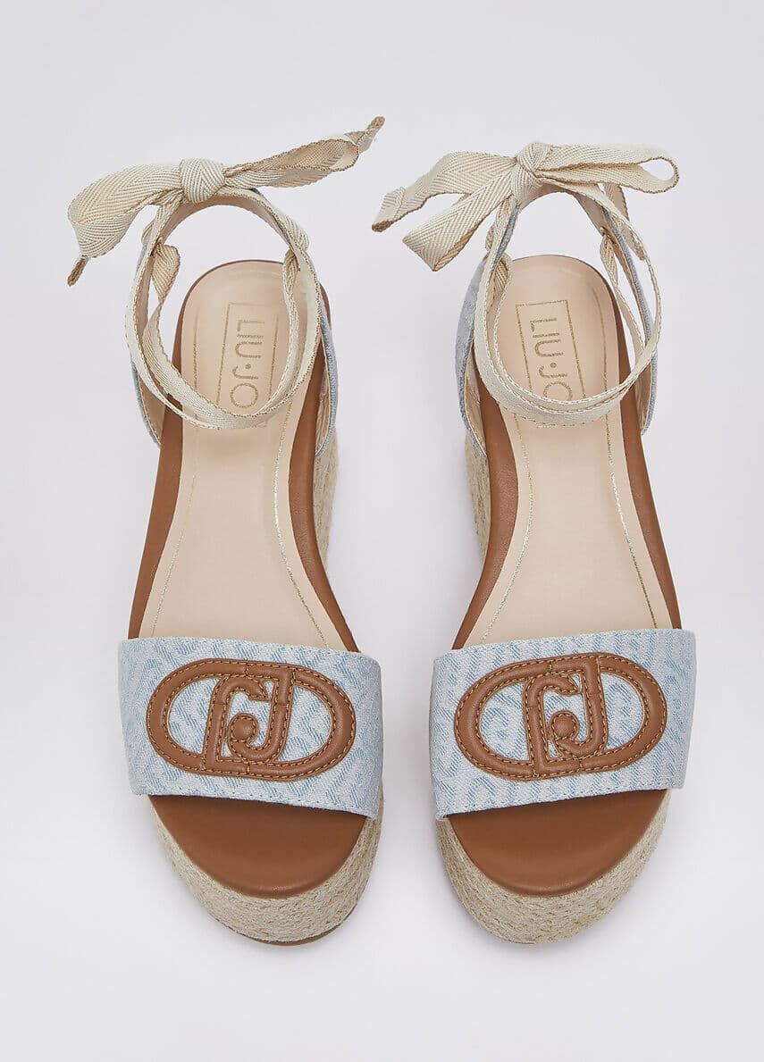 Liujo Donna Sandali zeppa in denim jacquard in Ciabatte moda Cantali Calzature - Randazzo, commercioVirtuoso.it