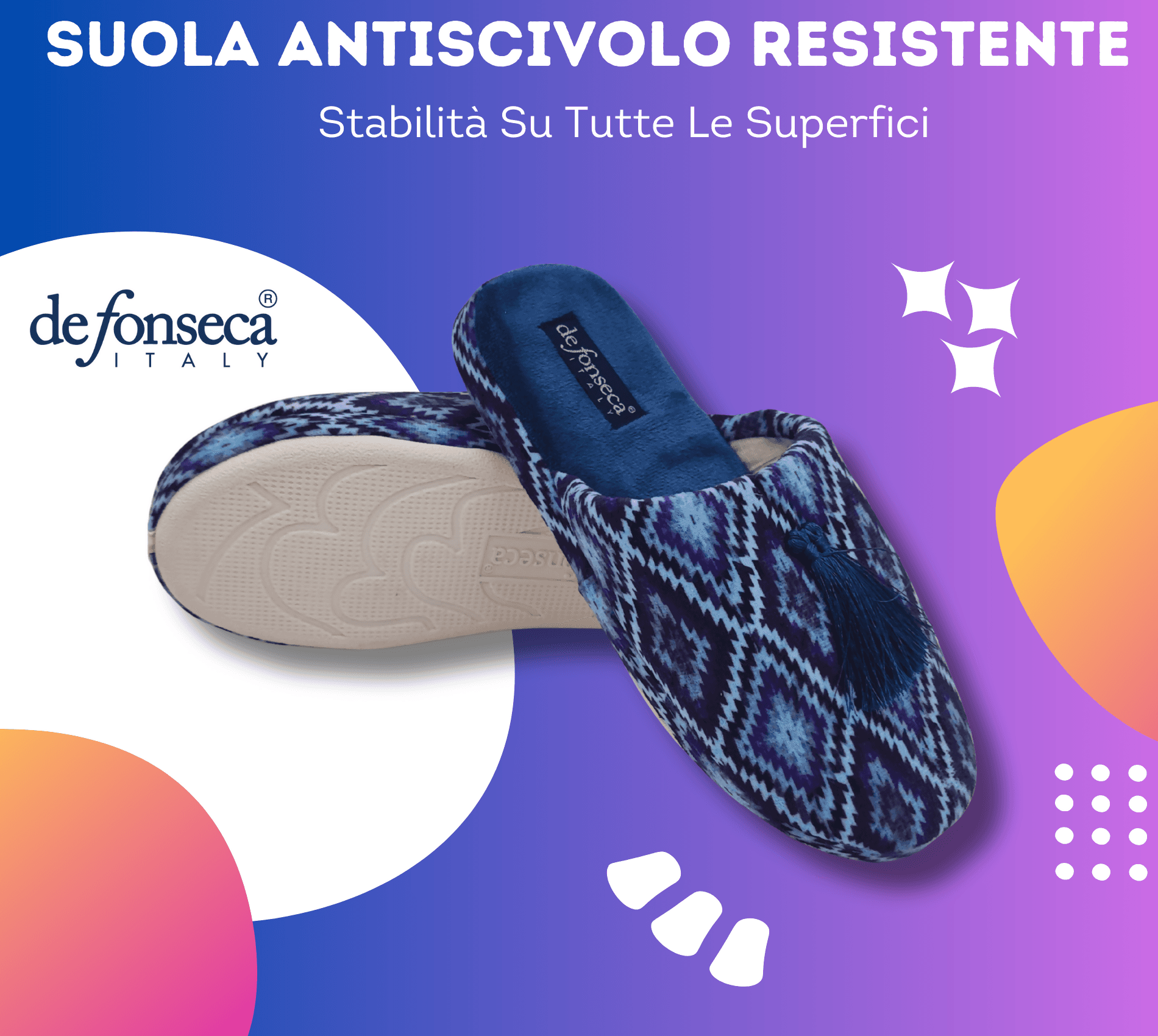 de fonseca Sissy Ciabatte Artistiche da Donna, Pantofole in Cotone, Slippers Comode e Lavabili per Casa in Infradito Primo Calzature - Venezia, commercioVirtuoso.it