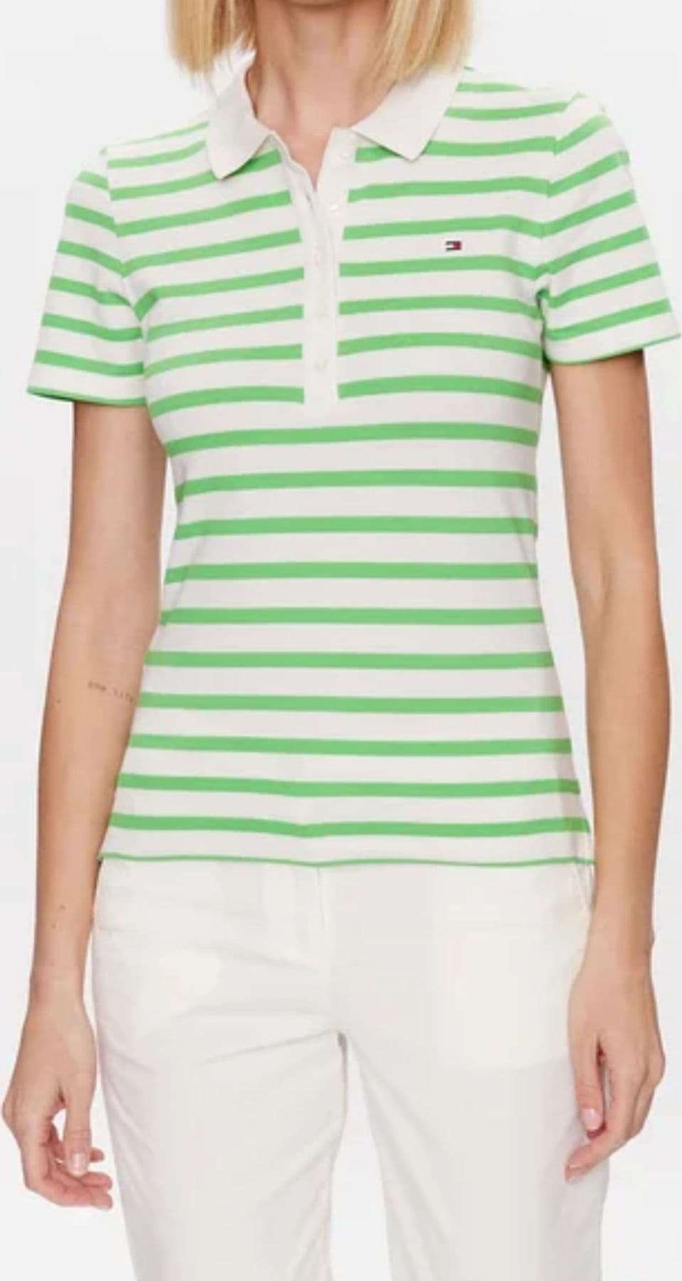 Tommy Hilfiger POLO 1985 SLIM PIQUE STRIPE POLO SS da donna in Polo Drestige - Casamassima, commercioVirtuoso.it