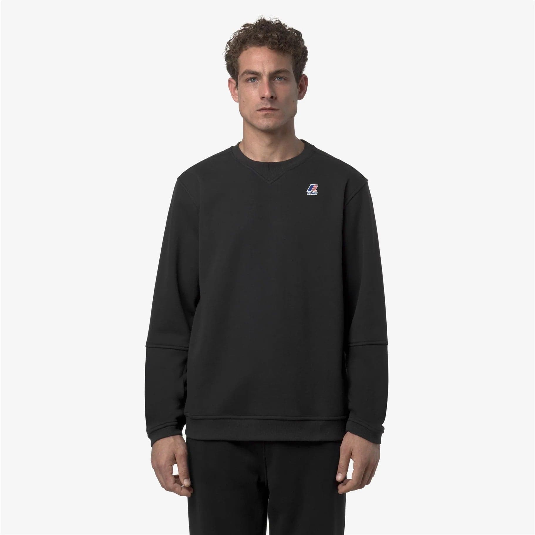 K-WAY Felpa uomo girocollo unisex in pile spazzolato nero per attività all'aperto K6132MW USY
