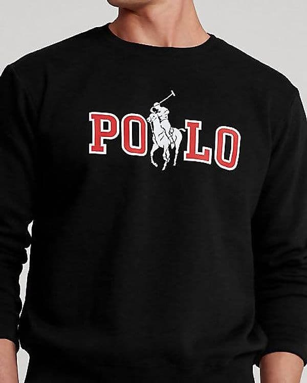 Ralph Lauren Felpa Uomo Nera Maxi Logo Polo Big Pony Girocollo Felpa Tinta Unita Nera Scritta Rossa in Felpe senza cappuccio Euforia - Bronte, commercioVirtuoso.it