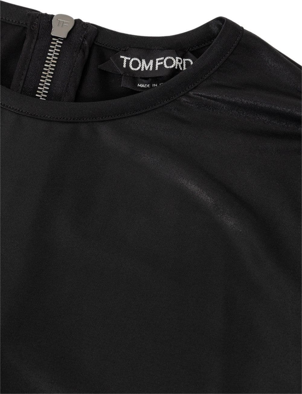 Tom Ford Maglia in Viscosa Nera con Zip Posteriore - Maniche Lunghe da donna in T-shirt Drestige - Casamassima, commercioVirtuoso.it
