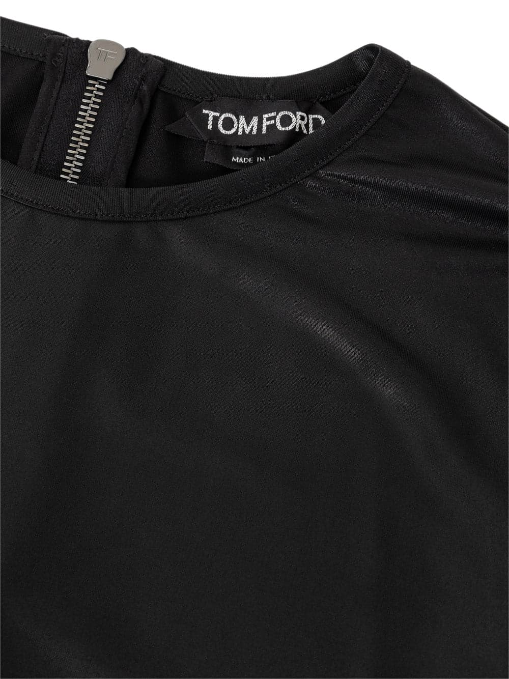 Tom Ford Maglia in Viscosa Nera con Zip Posteriore - Maniche Lunghe da donna in T-shirt Drestige - Casamassima, commercioVirtuoso.it