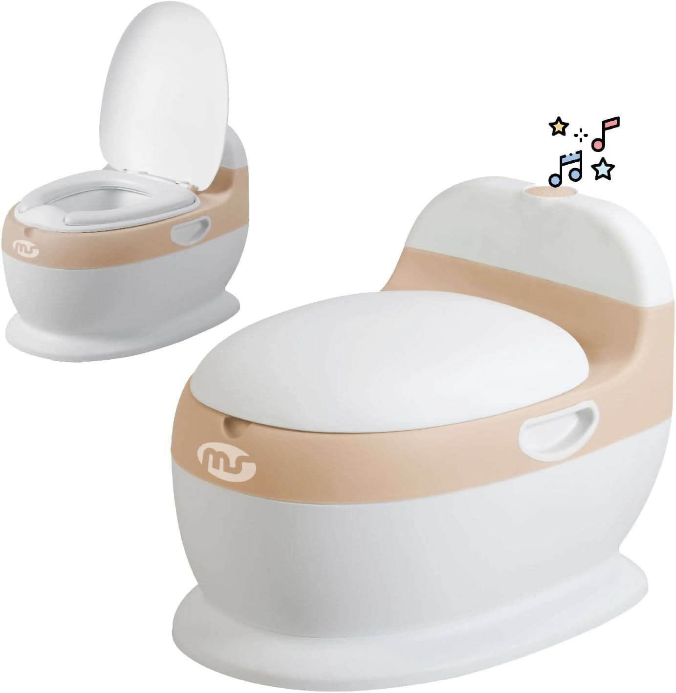 MS BabyWorld - Vasino per bambini - Orinatoio per bambini con secchio in plastica rimovibile | Il bambino impara a usare il vasino | Toilette per bambini | Facile da riporre | bianco beige