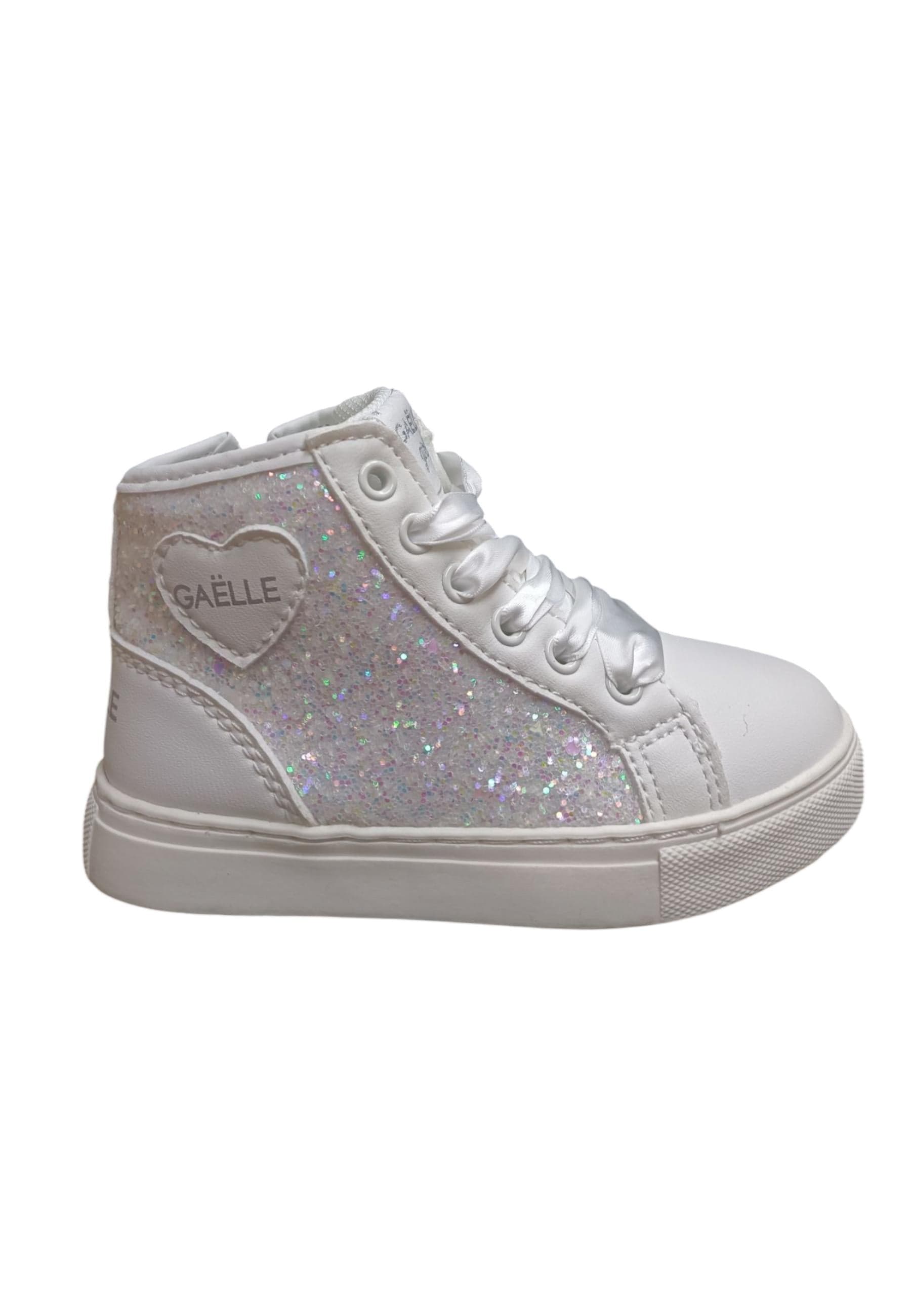 Scarpe sneakers Bambine gaelle glitter  bianco-glitter bianco laccio e zip laterale - 6