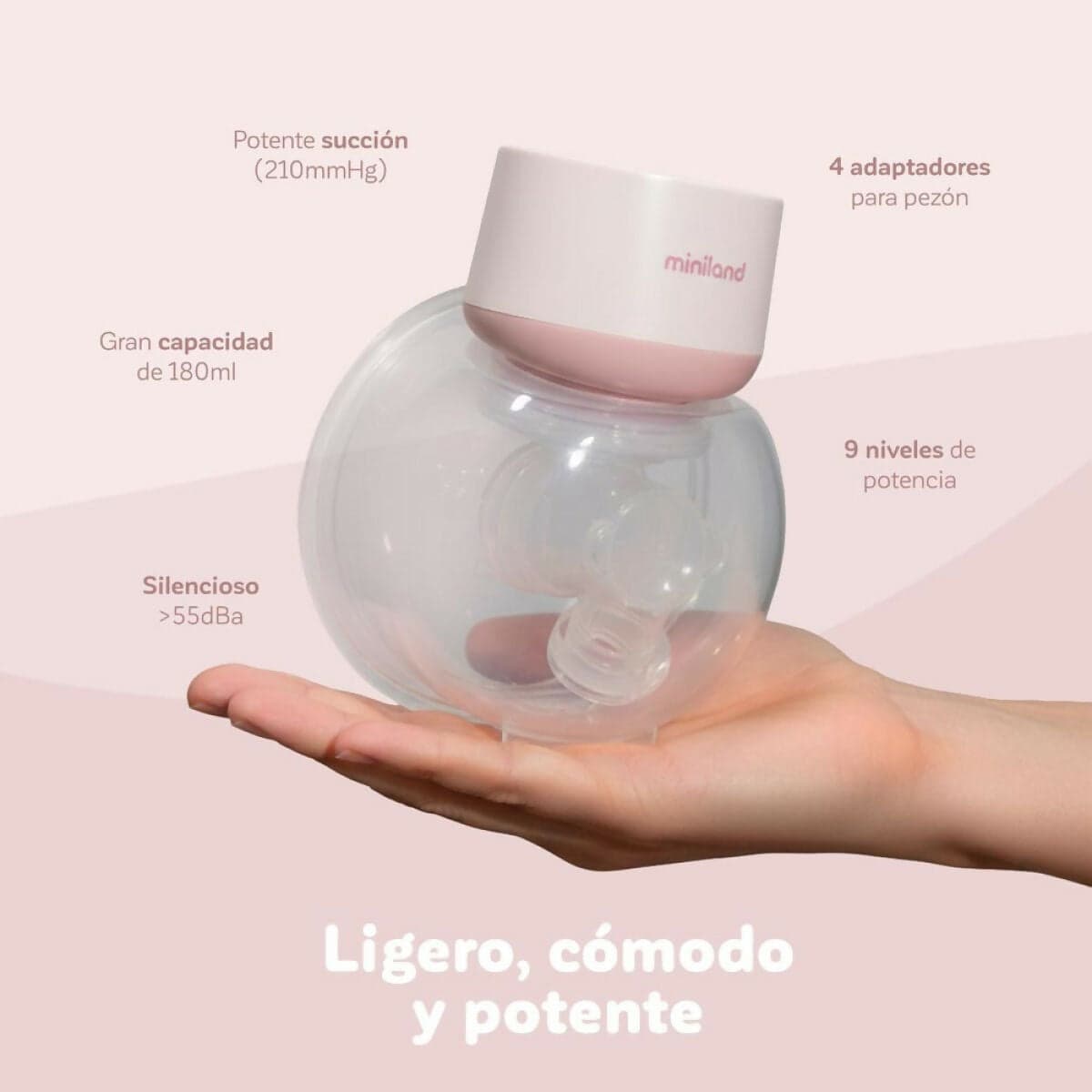 MINILAND Easy Flow Tiralatte Elettrico Indossabile Portatile Leggero | 2 Modalità, 9 Livelli di Intensità, Display LED, Ricaricabile tramite USB, 180 ml BPA Free - Mani Libere in Tiralatte Sanitaria Gioia del Bimbo - Villa San Giovanni, commercioVirtuoso.it