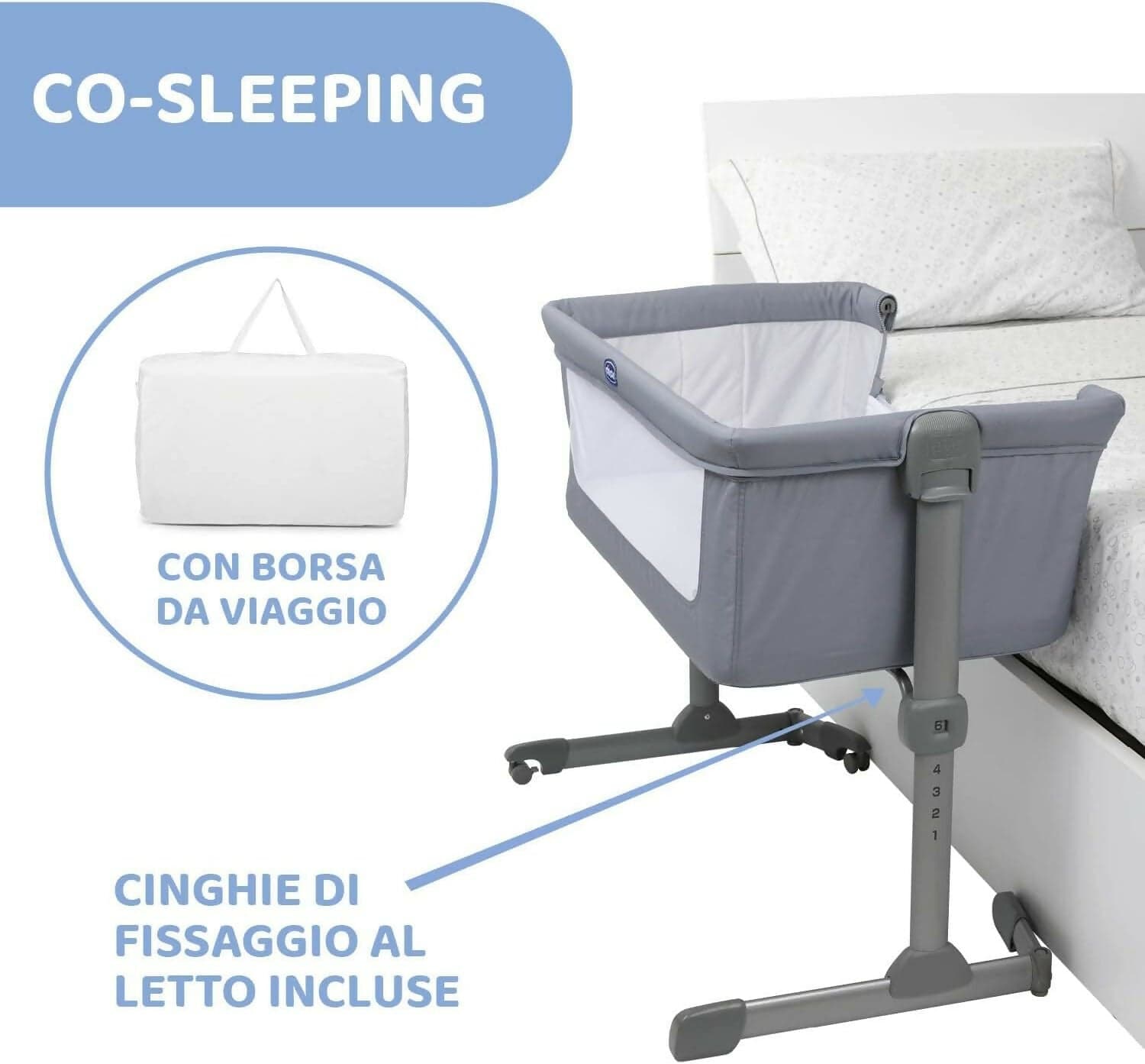 CHICCO Next2Me Essential - Culla Neonato, Compatibile Con Diversi Letti, Altezza Regolabile, Inclinabile, Buona Circolazione Dell'Aria, Materasso E Borsa Inclusi, Vari Colori Disponibili, Stone Re_Lux E Dove Re_Lux in Lettini da affiancare Sanitaria Gioia del Bimbo - Villa San Giovanni, commercioVirtuoso.it