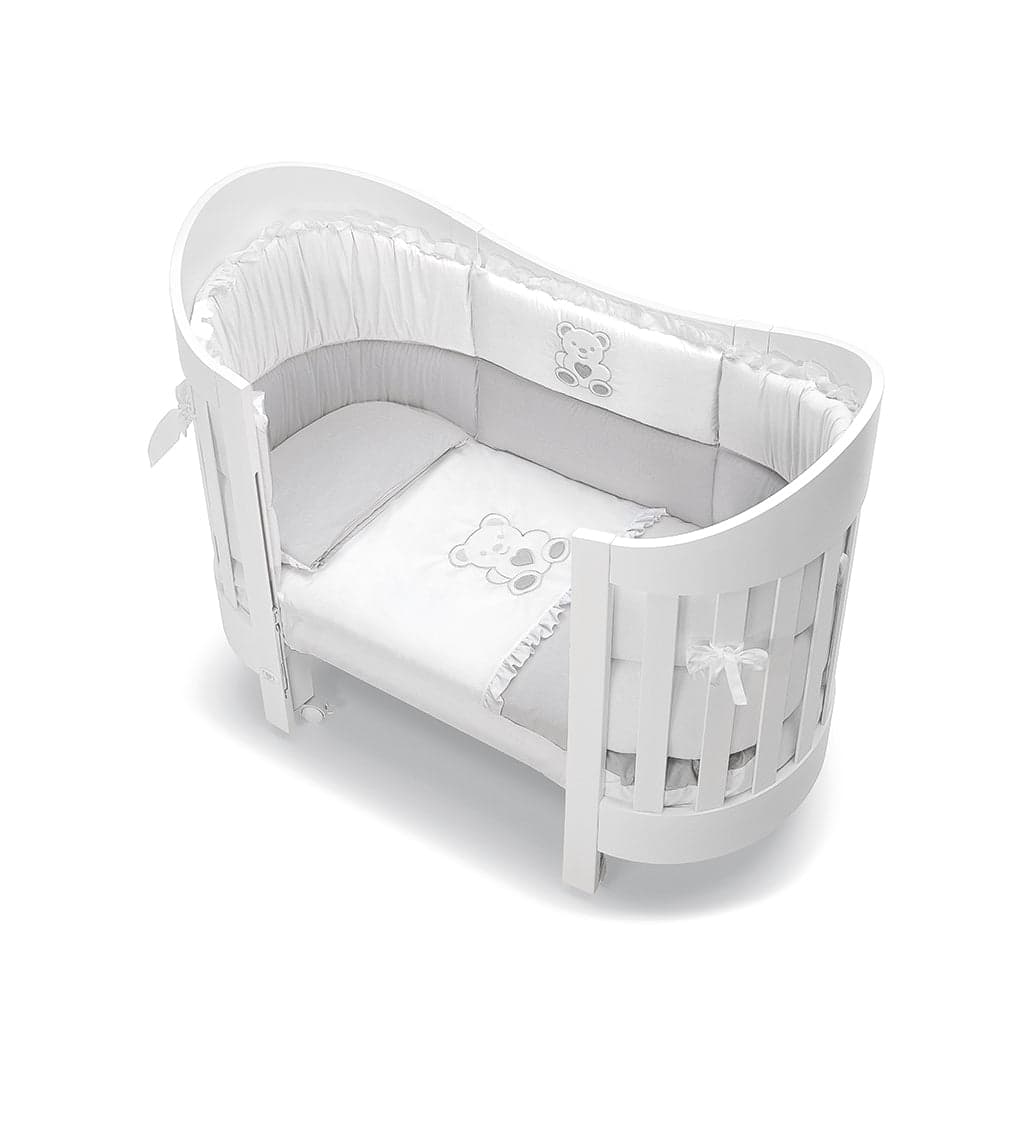 Corredo Tessile 3PZ Culla/Letto Ovale Cuoricini Olly in Lenzuola da lettino con sbarre La Casa Del Bebè - Napoli, commercioVirtuoso.it