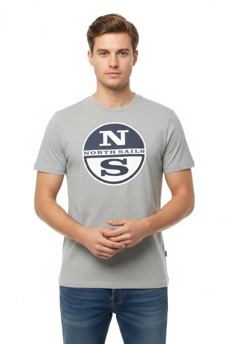 Maglietta North&Sails uomo estiva con logo frontale grande, 100% cotone, manica corta girocollo in T-shirt Loweconomy - Marineo, commercioVirtuoso.it