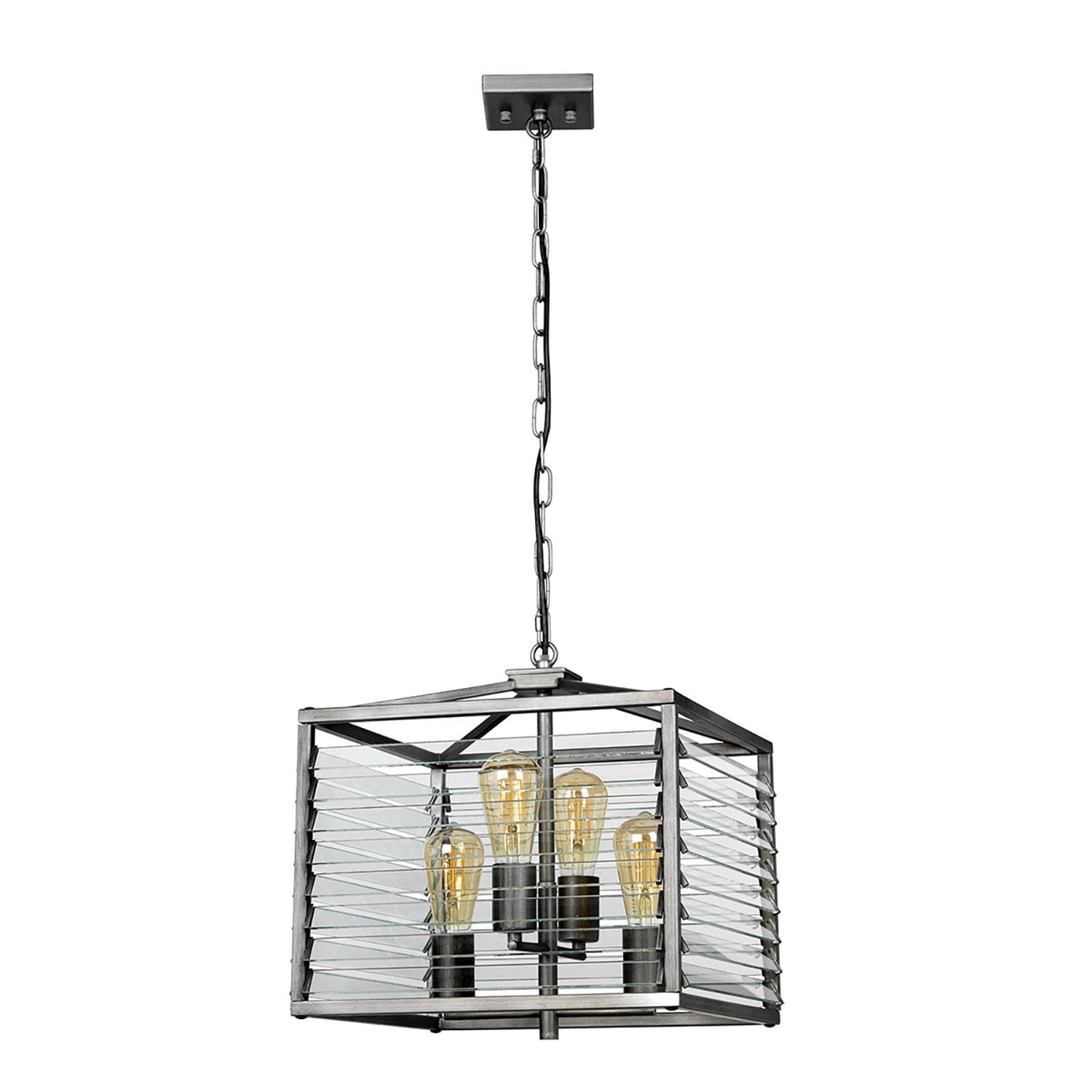 Lampadario Industrial Nordico Louvre Acciaio Canna Di Fucile Vetro 4 Luci E27 in Lampade a sospensione LuceArt - Montecorvino Pugliano, commercioVirtuoso.it