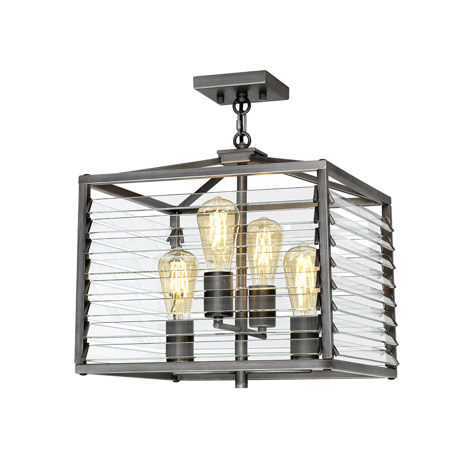 Lampadario Industrial Nordico Louvre Acciaio Canna Di Fucile Vetro 4 Luci E27 in Lampade a sospensione LuceArt - Montecorvino Pugliano, commercioVirtuoso.it