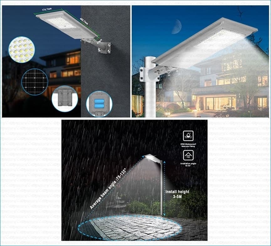 Faro stradale luce LED da 100W con pannello solare per esterno con sensore crepuscolare e movimento in Lampioni DFP Elettronica Store - Scafati, commercioVirtuoso.it