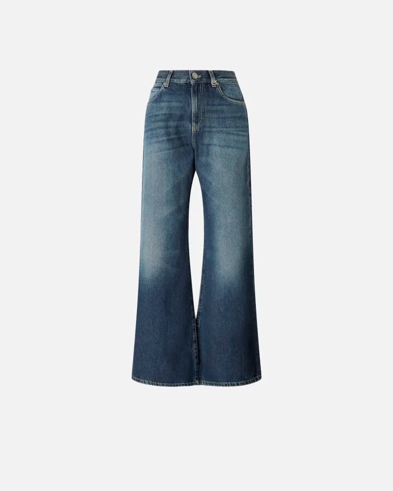 Pinko WANDA WIDE LEG SOFT OCEAN DENIM FW25 da donna in Jeans Drestige - Casamassima, commercioVirtuoso.it