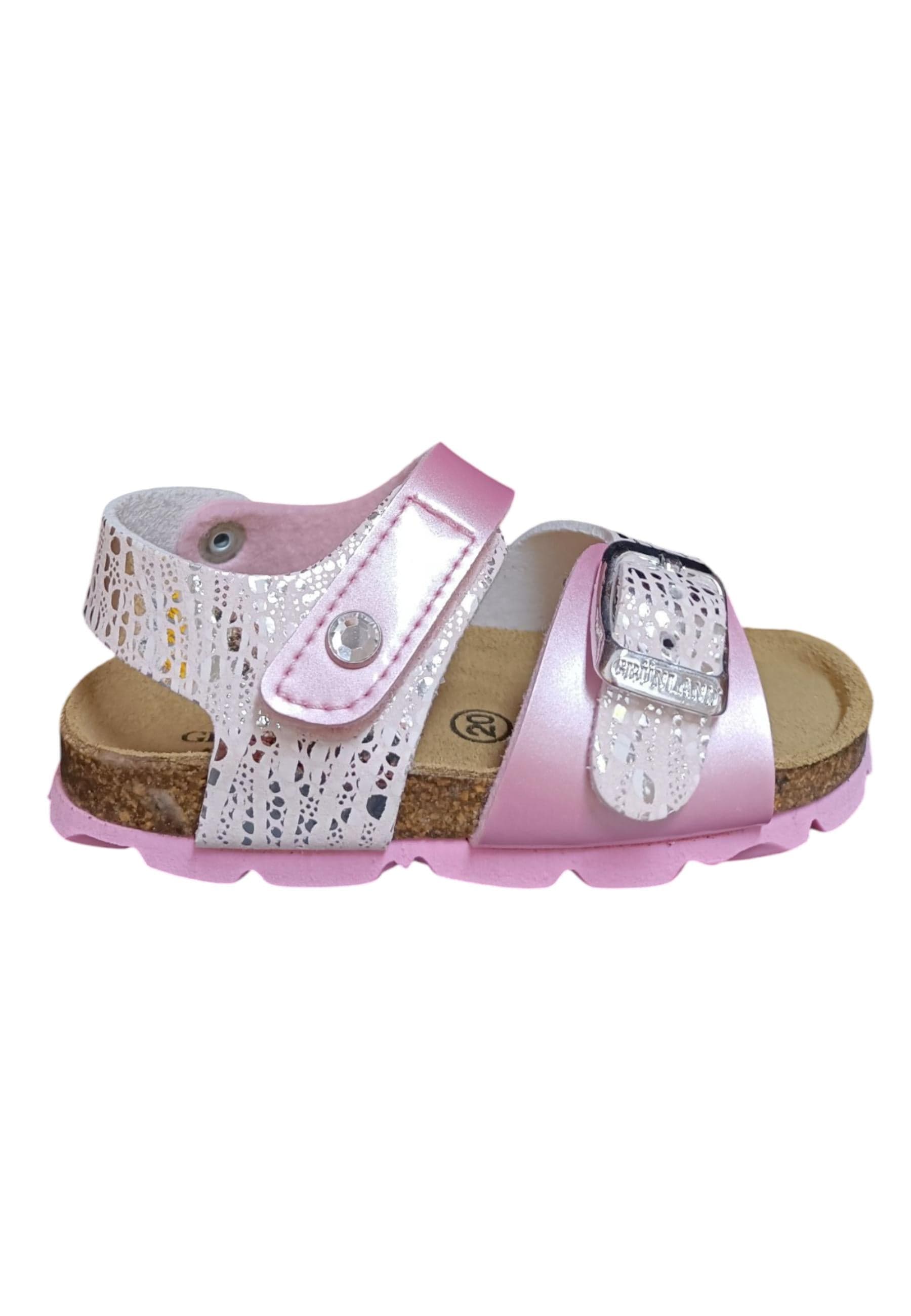 Sandalo bio bambino Grunland Junior 1116 rosa pelle sughero fibbia comfort - 6
