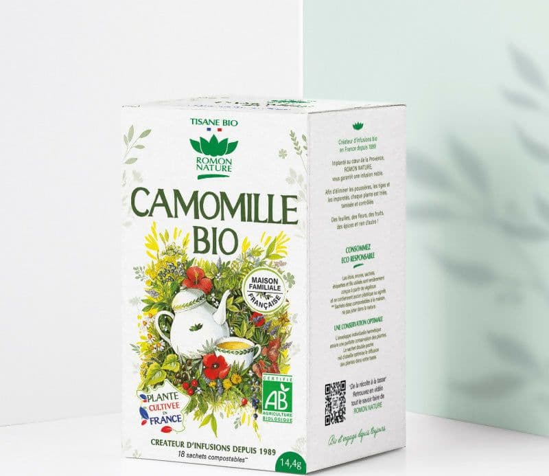 Tisana alla Camomilla Biologica 20 Bustine Romon Nature - con Camomilla Matricaria origine Francia