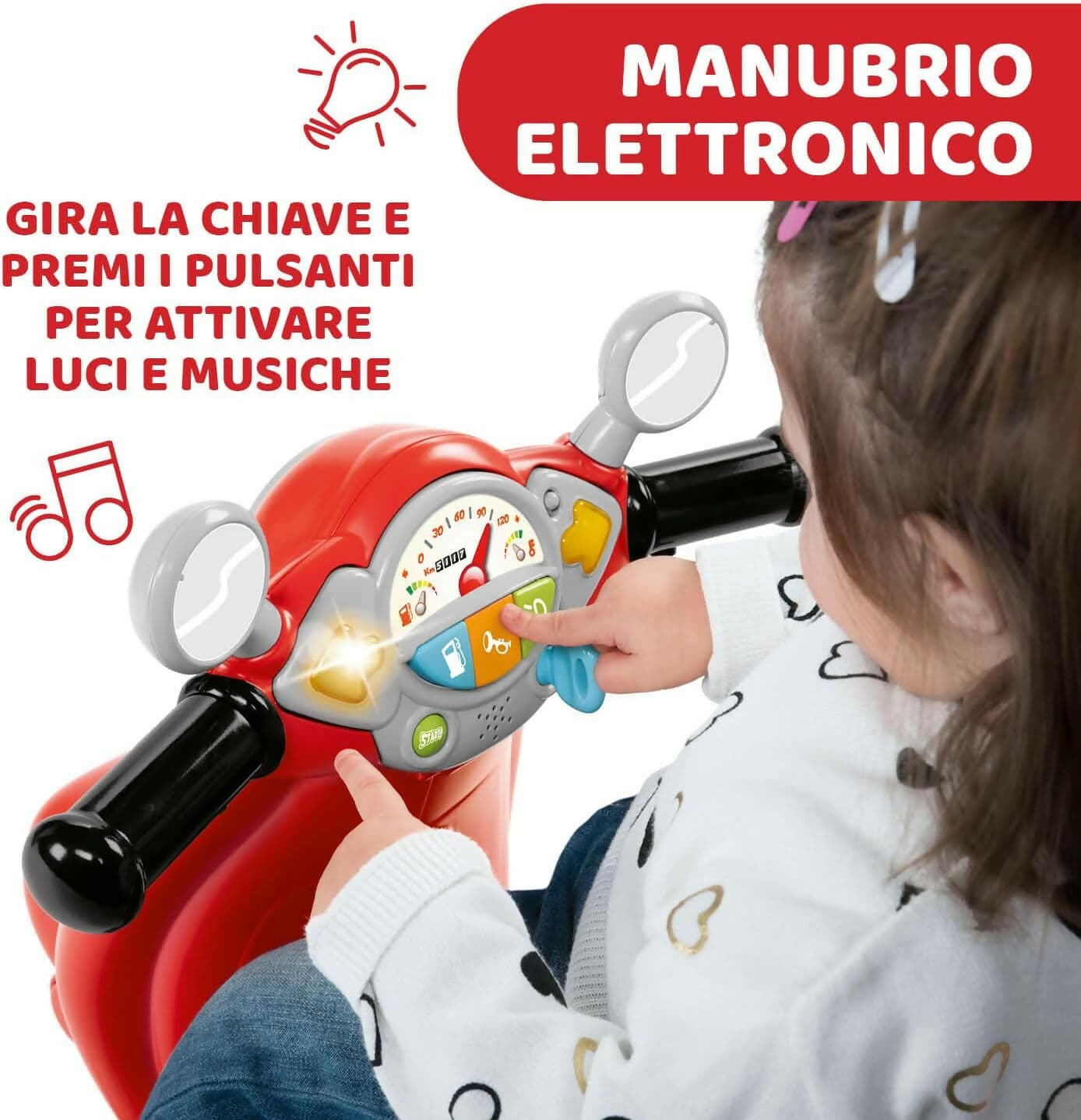CHICCO Vespa - modello Bambini Primavera colore ROSSO, Moto Giocattolo Cavalcabile con Pannello Elettronico, Luci e Suoni, Ruote di Supporto Rimuovibili, Max 25 Kg - Giochi per Bambini 1-3 Anni in Tricicli Sanitaria Gioia del Bimbo - Villa San Giovanni, commercioVirtuoso.it