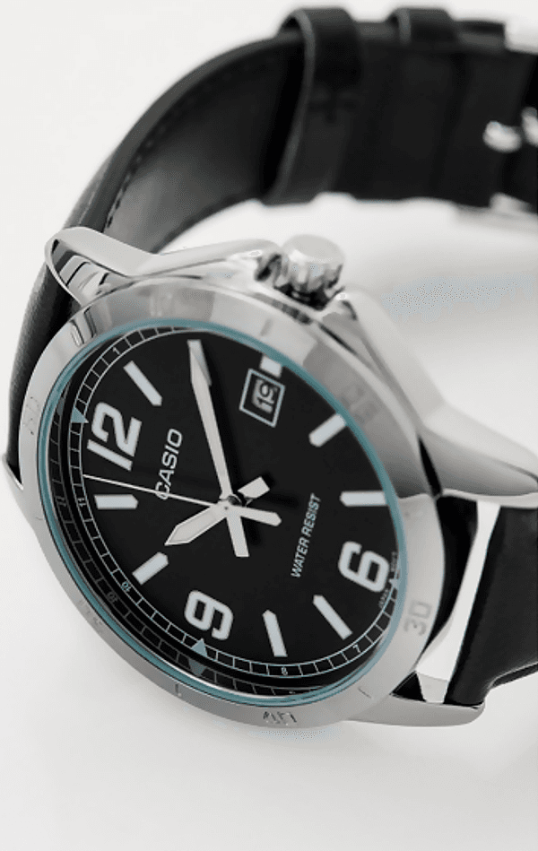 Orologio Casio per uomo, MTP-V004L-1B, cinturino in pelle nero, quadrante nero con segna data in Orologi da polso Loweconomy - Marineo, commercioVirtuoso.it