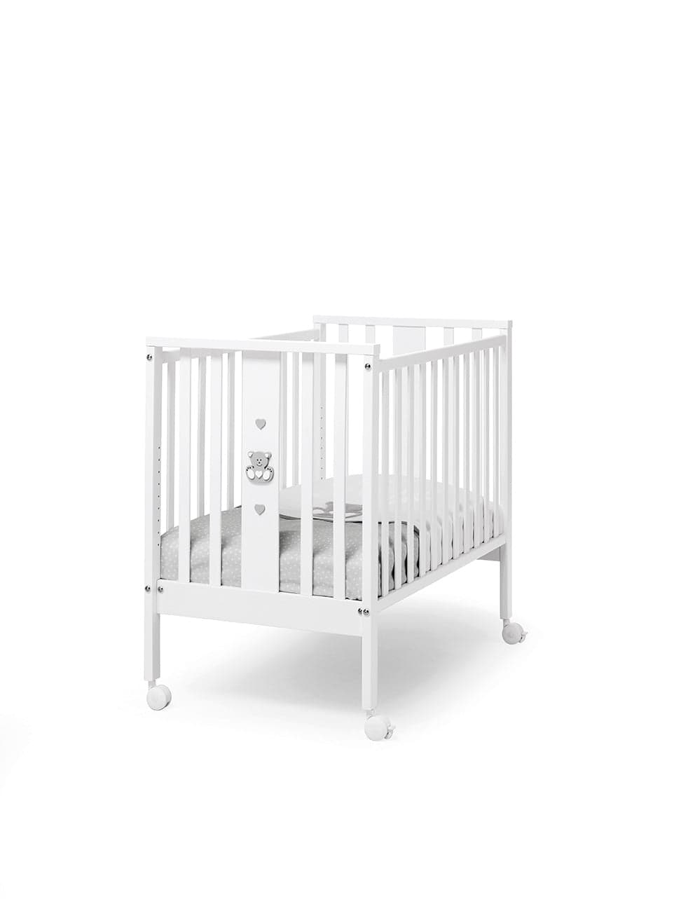 Lettino Co-Sleeping Erbesi MINI Charly Bianco Grigio + Rivestimento Tessile 