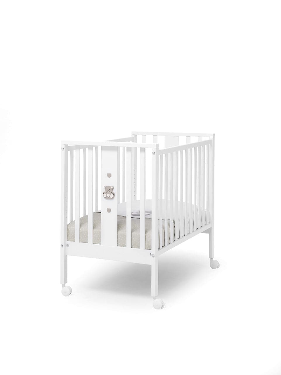 Lettino Co-Sleeping Erbesi MINI Charly Bianco Tortora + Rivestimento Tessile 