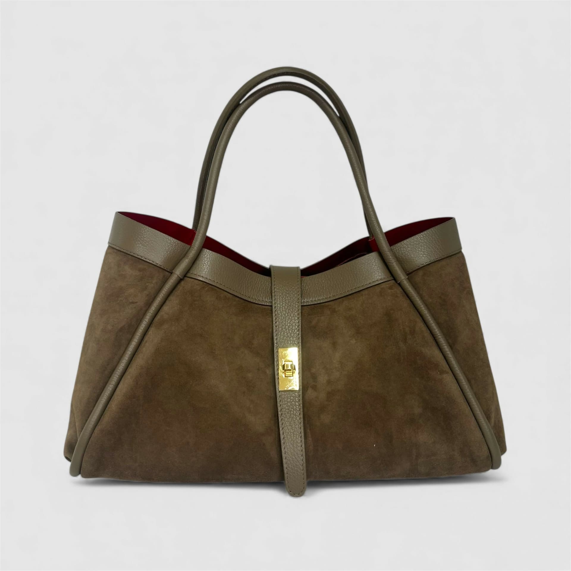 DOPPIASE Borsa in Vera Pelle Scamosciato con rifiniture in togo Made in Italy 45x25x20cm in Borse Tote Nanabags - Sesto Fiorentino, commercioVirtuoso.it