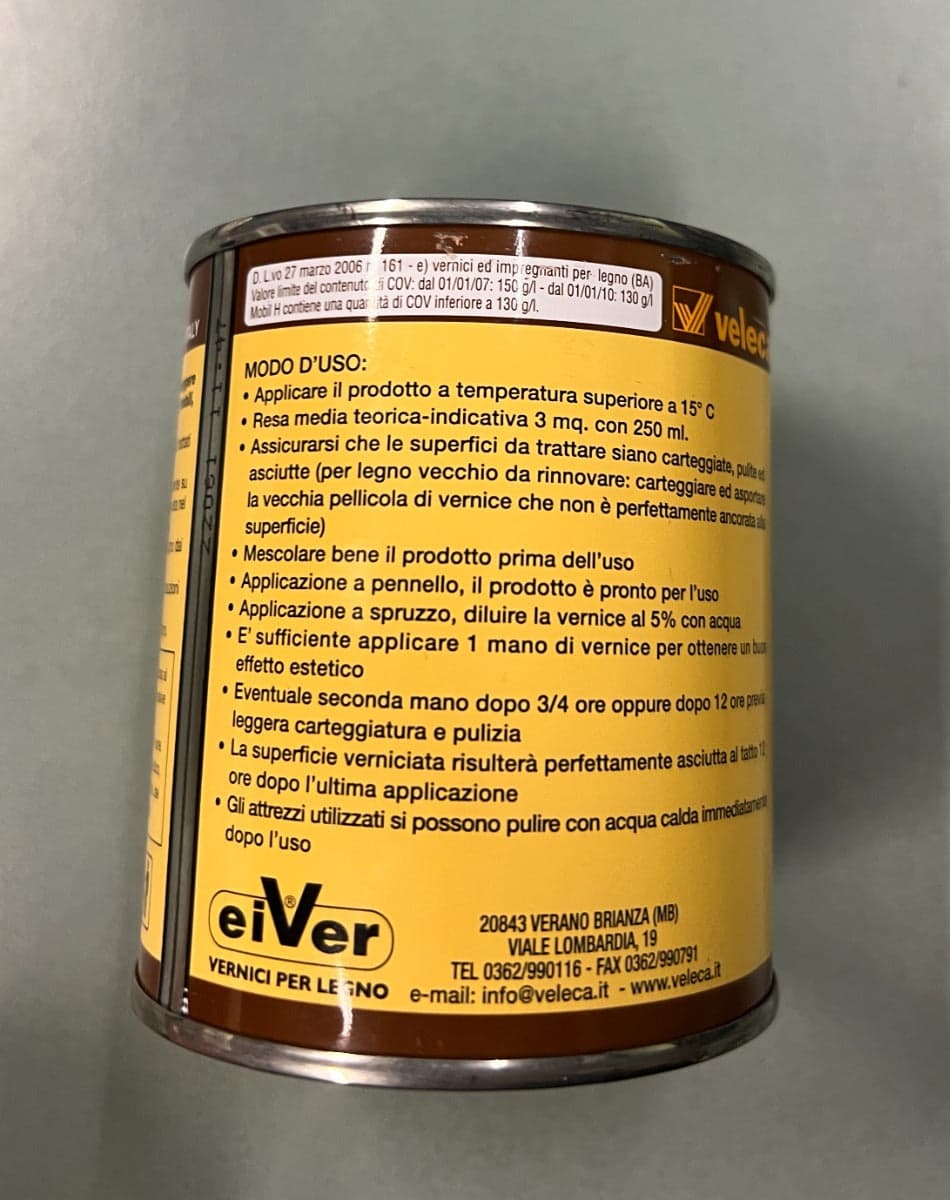 VELECA - MOBIL-H VERNICE PER MOBILI FINITURA LUCIDA 250 ML in Vernice Stockdoc - Terni, commercioVirtuoso.it