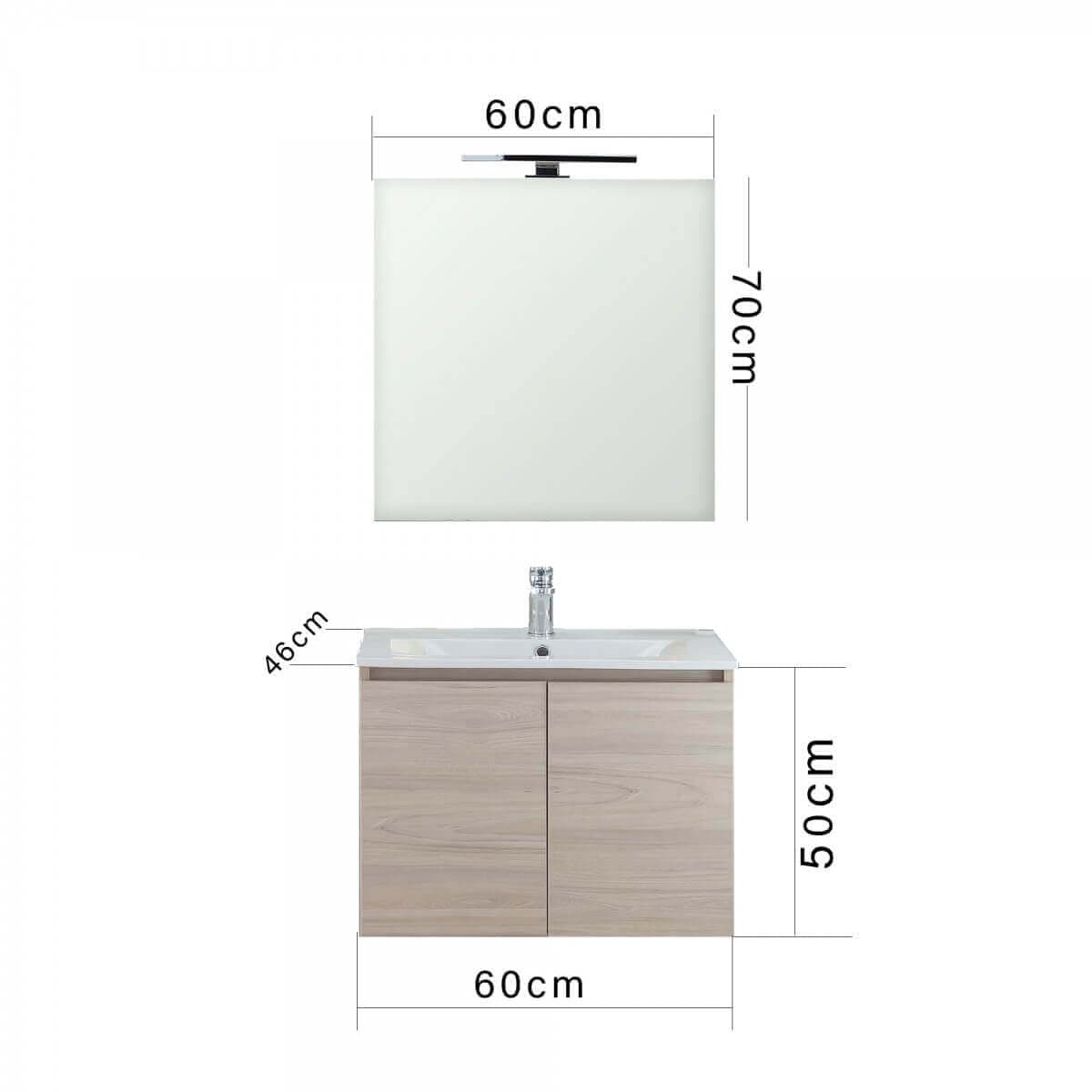 Mobile Bagno Sospeso 60cm Legno Chiaro in Mobili a muro Shopbagno.it - Roma, commercioVirtuoso.it
