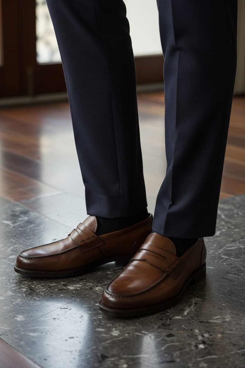 Scarpa Uomo Santoni - Mocassini Penny pelle marrone in Loafer e mocassini Couture - Sestu, commercioVirtuoso.it