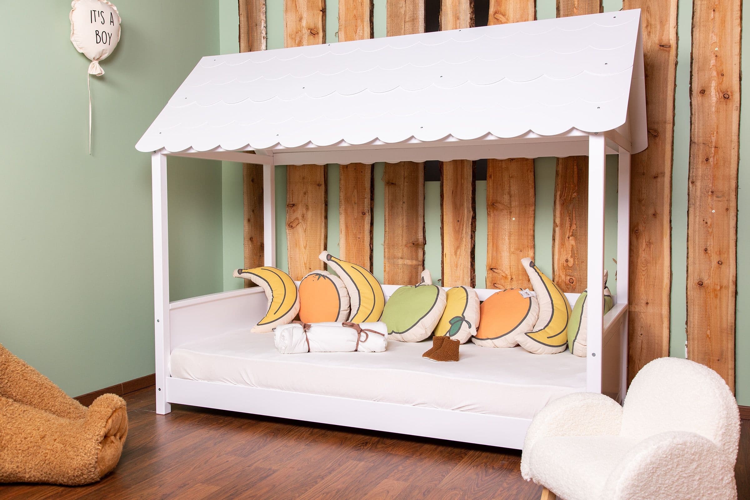Struttura Letto Childhome con Tetto + 2 Sponde 90X200 cm Legno Bianco in Letti La Casa Del Bebè - Napoli, commercioVirtuoso.it