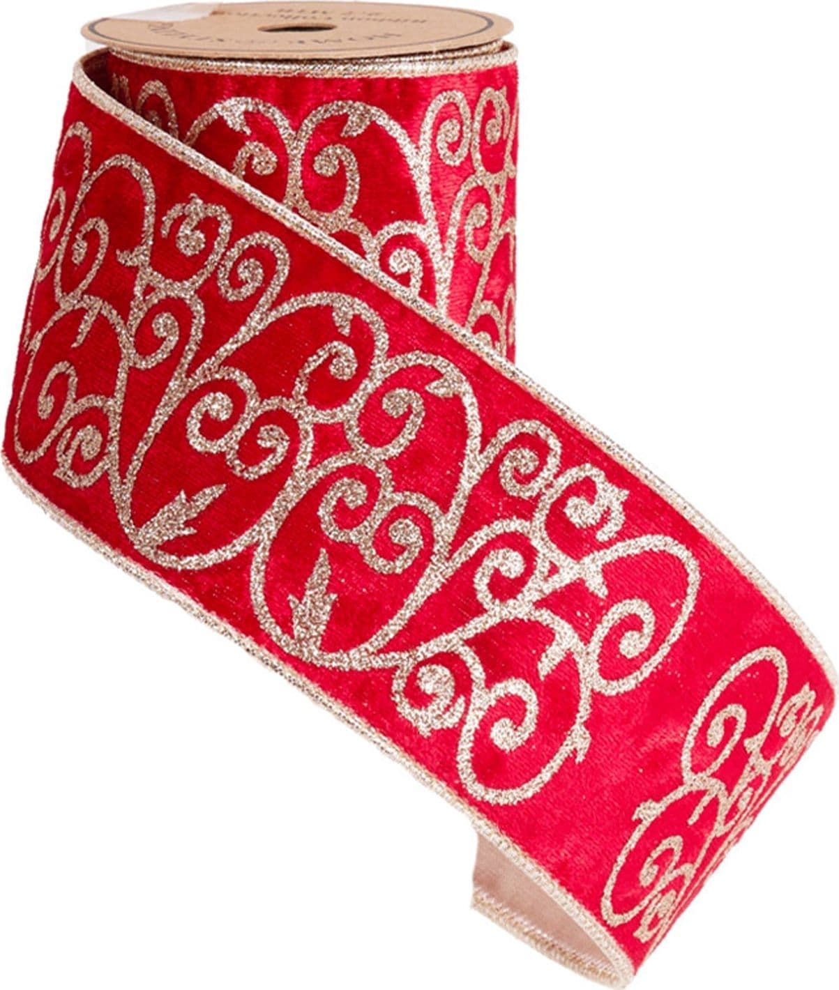 Nastro per decorazioni natalizie rosso con motivi decorativi da 270 cm - 10