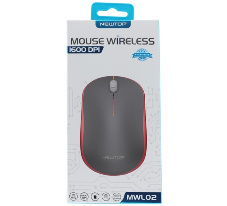 Mouse Wireless USB MWL02 NEWTOP - NERO-ROSSO in  DFP Elettronica Store - Scafati, commercioVirtuoso.it