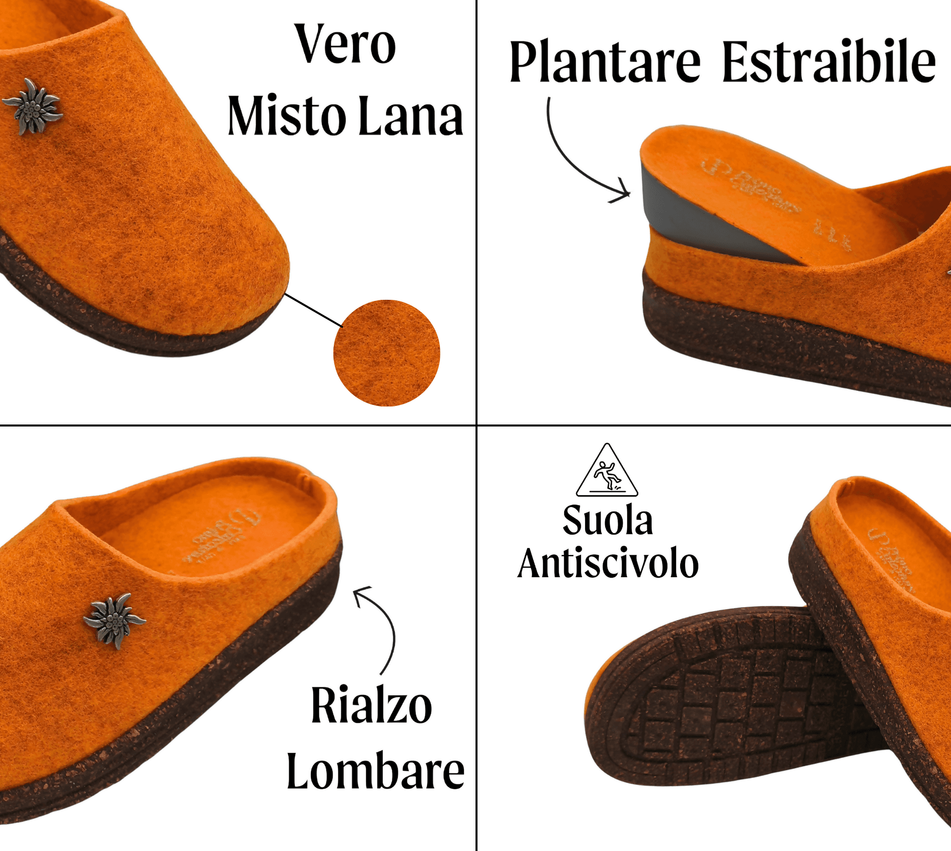 Ciabatte Tirolesi da Donna, Pantofole Invernali da Casa, Sottopiede Estraibile, 100% Made in Italy in Sandali moda Primo Calzature - Venezia, commercioVirtuoso.it