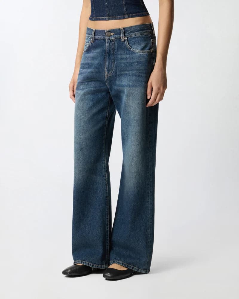 Pinko WANDA WIDE LEG SOFT OCEAN DENIM FW25 da donna in Jeans Drestige - Casamassima, commercioVirtuoso.it