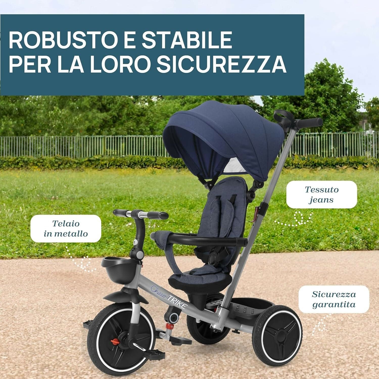 CHICCO Triciclo Evolutivo Bambini 4in1 segue la crescita del bambino - Telaio in Metallo - Ruote in Gomma EVA - Cintura a 4 Punti - Maniglione Telescopico e Cappottina Rimovibili - Passeggino con Seduta Reversibile - Cestino - colore BEIGE in Bici per bambini Sanitaria Gioia del Bimbo - Villa San Giovanni, commercioVirtuoso.it