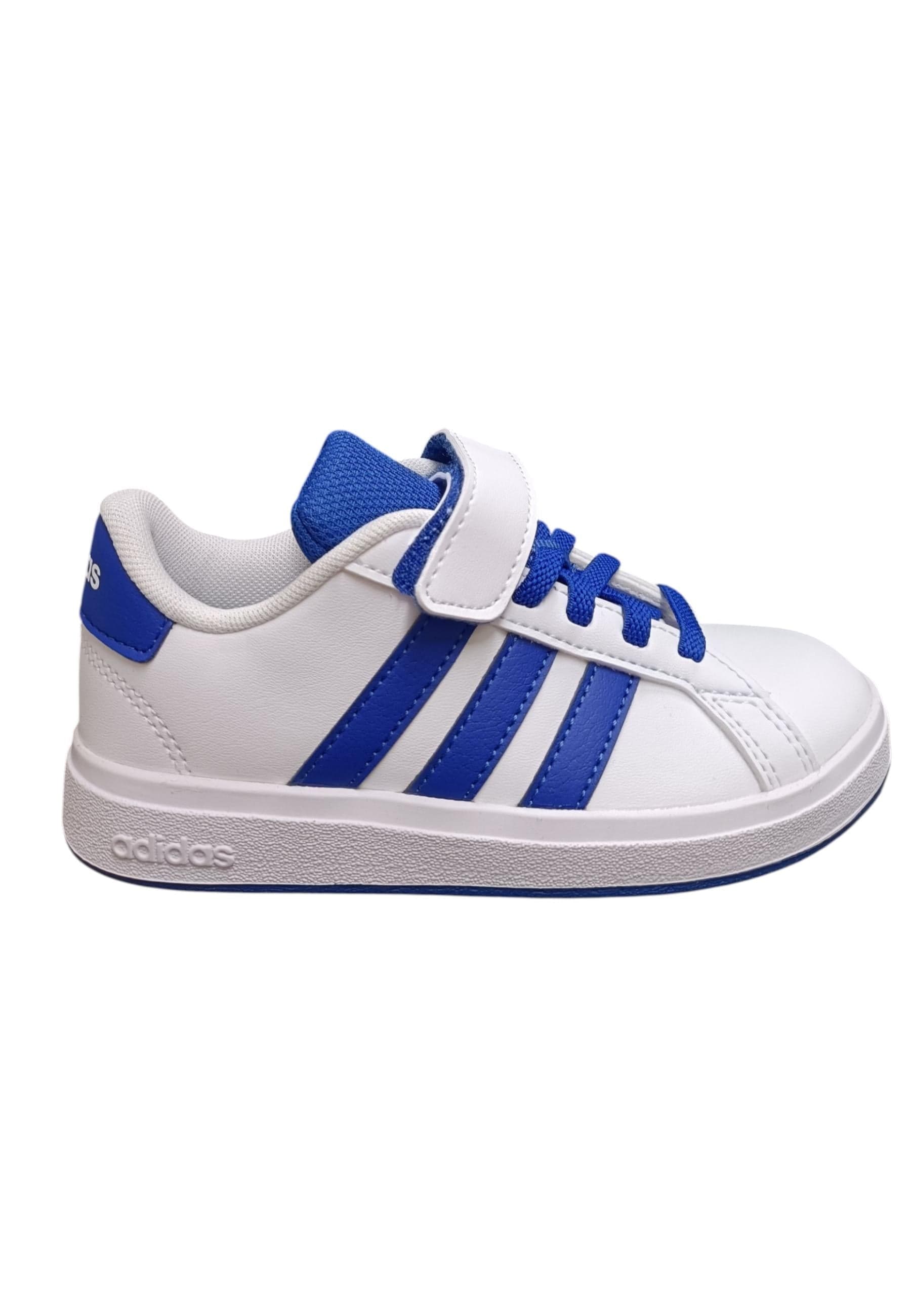 sarpe sneakers Bambini e ragazzi adidas GRAND COURT  bianco laccio elastico e velcro - 8