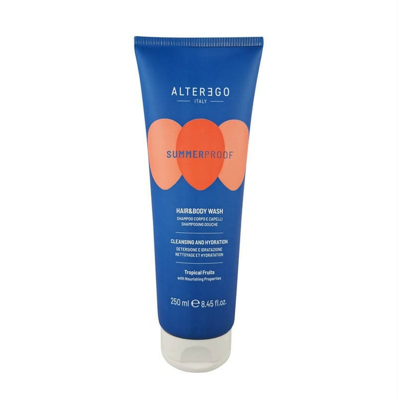 Alterego Summer Proof Hair & Body Wash 250 ml, shampoo doccia, formula arricchita con frutti tropicali