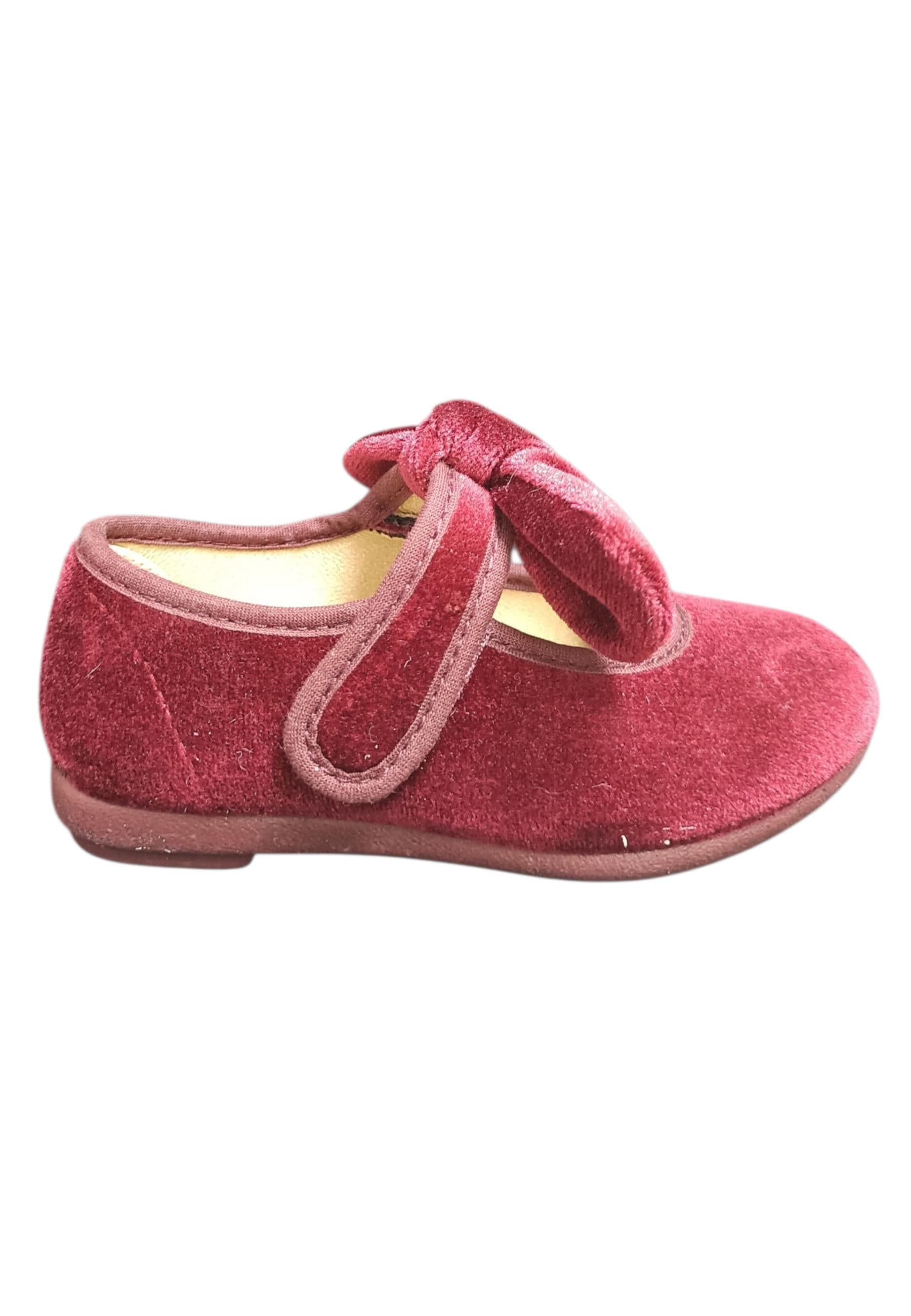 VUL-LADI Candy Ballerine Bambine Ragazze Bordaux | Taglia 22-37 | Velluto Fiocco Velcro | Scarpetteria Gica - 6