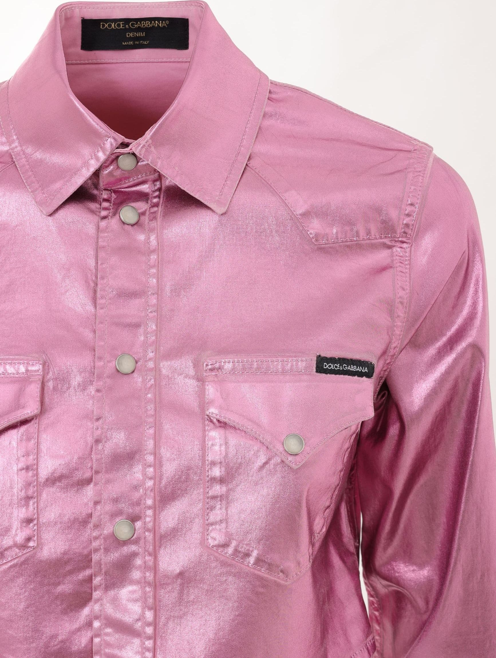 Dolce &amp; Gabbana Camicia Cropped in Tessuto Stretch Lurex Rosa Metal da donna in Bluse e camicie Drestige - Casamassima, commercioVirtuoso.it