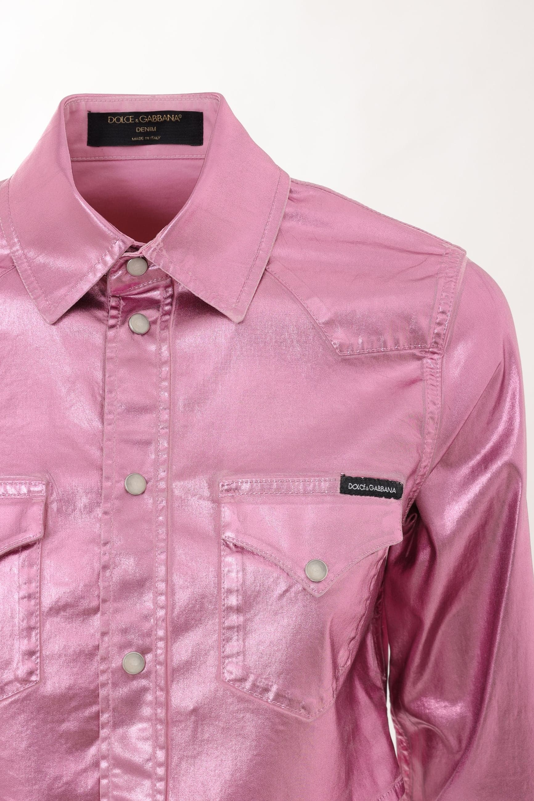 Dolce &amp; Gabbana Camicia Cropped in Tessuto Stretch Lurex Rosa Metal da donna in Bluse e camicie Drestige - Casamassima, commercioVirtuoso.it