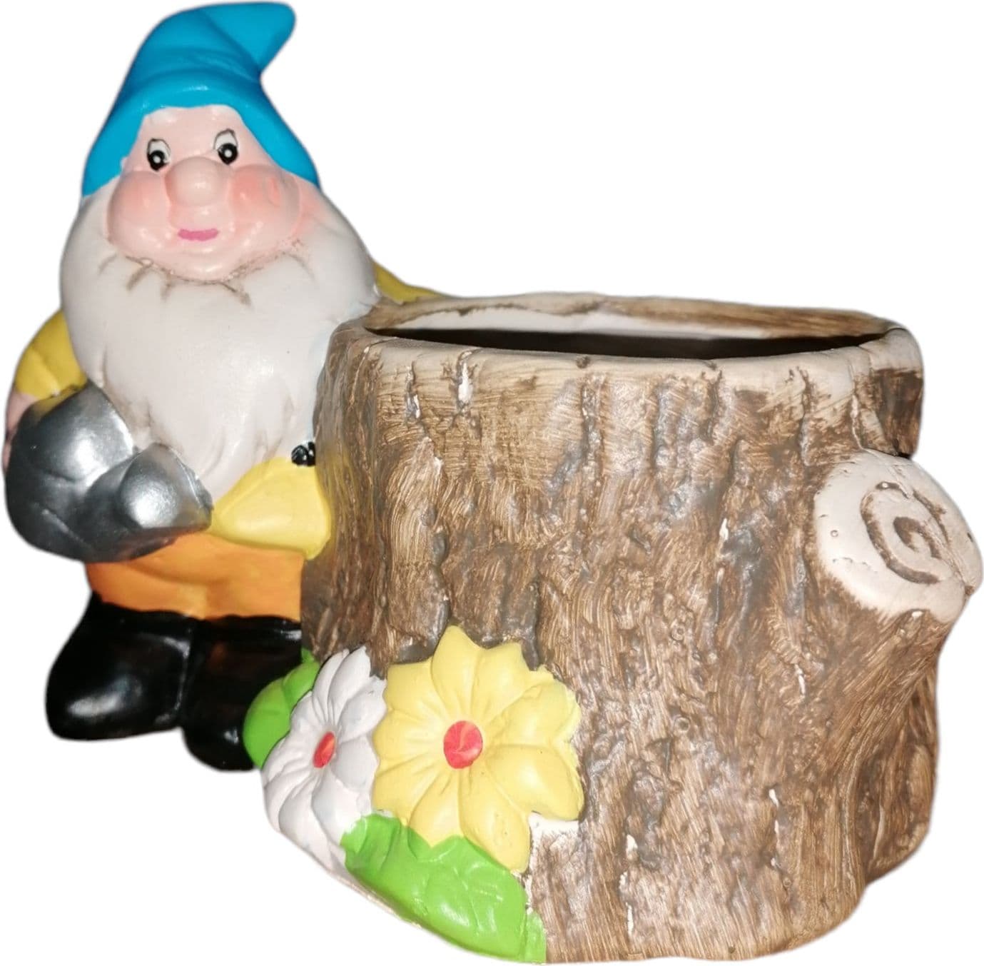 Nano da giardino per esterno con vaso in poliresina gnomo simpatico h 12 cm - 10