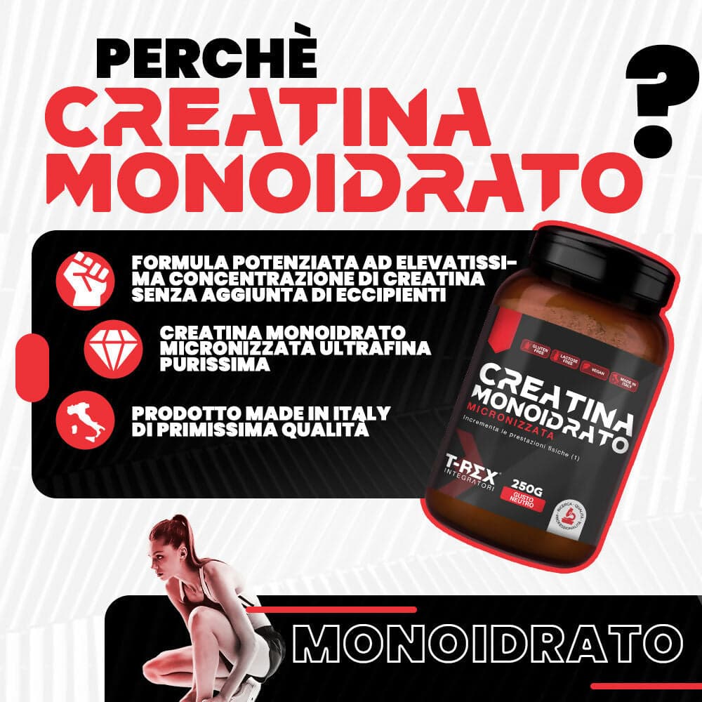 T-rex integratori creatina monoidrato micronizzata - integratore alimentare per massa muscolare e boost energetico pre workout (gusto neutro, 250g) in Creatina MyLab Nutrition - Roma, commercioVirtuoso.it