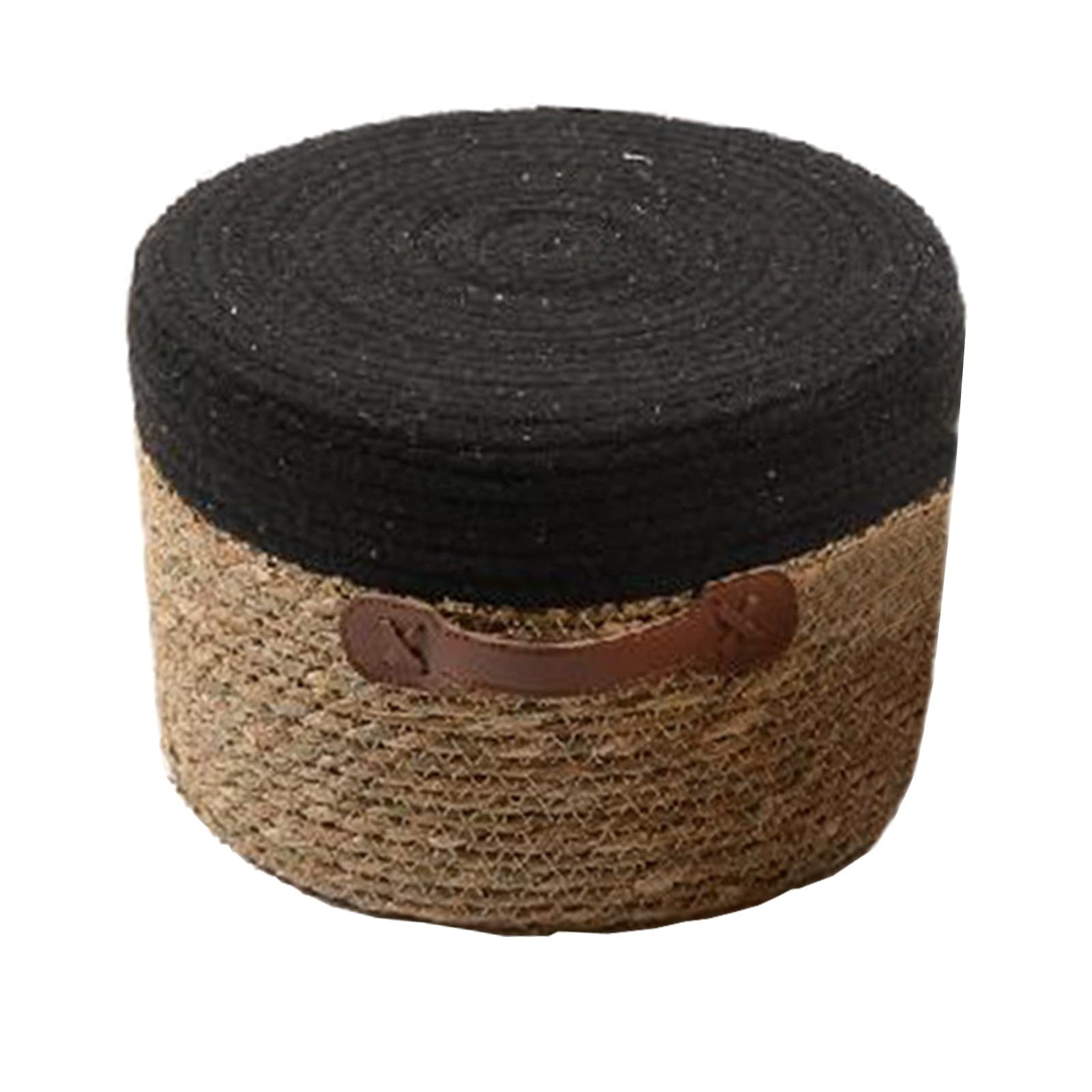 Pouf tondo con manico per arredamento moderno da 30 cm – Nero – Mercury